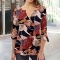 thumbnail image 1 of Fiudx Ofertas Relámpago Camiseta Estampada a La Moda para Mujer, Blusa con Mangas 3/4, Camisetas Informales con Cuello En V, 1 of 5