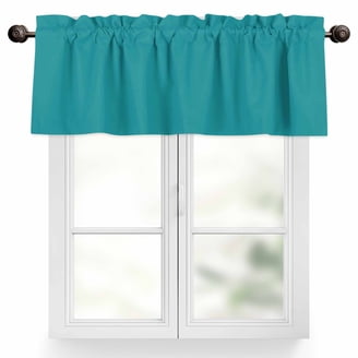 DriftAway Linen Textured Window Valance – 52x14 Inch, Semi-Sheer, Farmhouse Style (Blue)