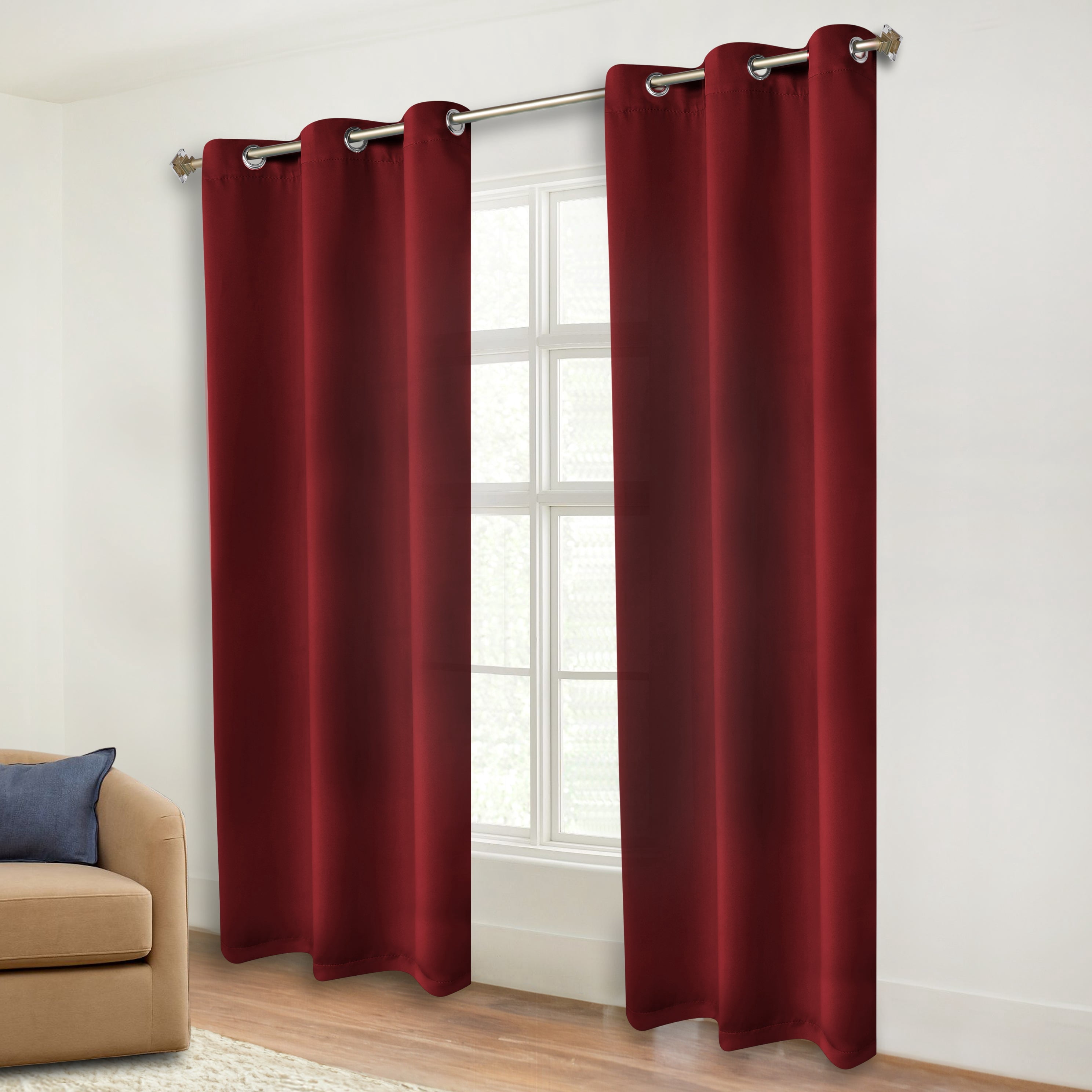 Superior Blackout Solid Light Filtering Grommet Curtain Panel Set, 46" x 84", Smoked Ash