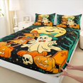 thumbnail image 4 of Manfei Cartoon Halloween Bed Sheets,Repeating Bat Pattern Full Size Sheets,4 Pieces,1 Flat Sheet,1 Fitted Sheet and 2 Pillowcases, 4 of 6