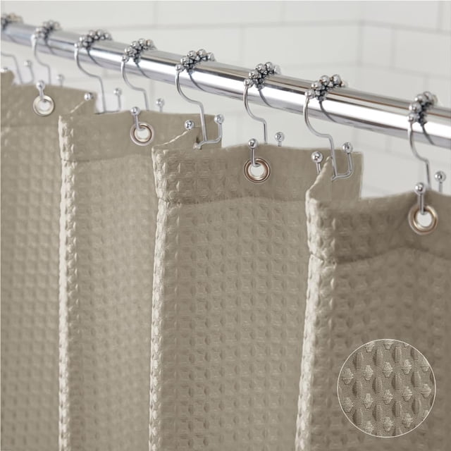 Cortina de ducha GORILLA GRIP Waffle 180 x 200 cm, tela beige