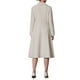 thumbnail image 3 of Vestido midi plisado de línea A con cuello de solapa para mujer Inspire Chic, de manga larga, color beige, 3 of 5
