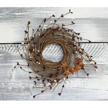 Berry Candle Wreath (Pip Berry & Rusty Star Small Wreath/Candle Ring, 10