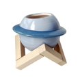 thumbnail image 2 of Florero pequeño Perfecl de Cerámica y madera azul, 2 of 8