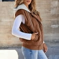 thumbnail image 4 of WTOBBY Women's Color Block Sleeveless Vest, Drawstring Hooded Tank Jacket, Casual All-Match Outerwear, Lightweight Layering Piece, Streetwear Style for Women,Coffee 2XL, 4 of 5