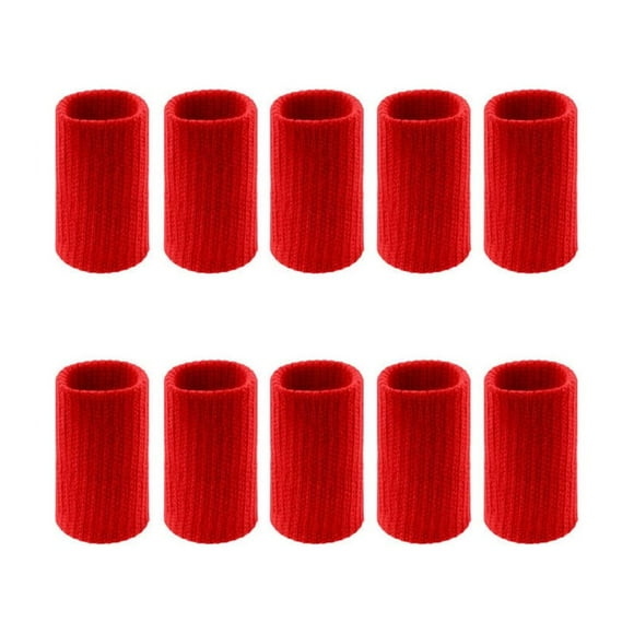 10 Pieces Fingertip Sleeve Breathable Hand Fingertip Sleeve Protector Joint Protector Shock Absorbing Support Brace Nonslip for Basketball Red