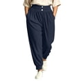 thumbnail image 6 of Rrxhxhs Harem Pants for Women Plus Size Solid Color High Waist Double Button Loose Casual Joggers with Pockets, 6 of 9