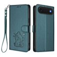 thumbnail image 2 of Wallet Leather Case For iPhone Air 6.5",with Card Holder,wristband, Shockproof Kickstand Embossed Love Cat Phone Case,Dark Green,For iPhone Air, 2 of 8