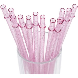 ALINK 12-Pack Glitter Reusable Clear Plastic Straws, 11 Long Hard Tumbler  Drinking Straws with Cleaning Brush (10 Colors) 11 Inch (Pack of 12)