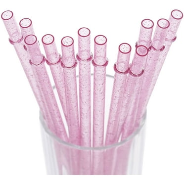 DAKOUFISH 9 Inch Glitter Reusable Tritan Drinking Straws for 16 oz & 20 oz Mason Jar Tumblers,Dishwasher safe Set of 12 Straws with Cleaning Brush
