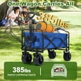 thumbnail image 6 of Firstness Collapsible Wagon Cart with Tabletop, 385 lbs Heavy Duty Utility Garden Wagon for Camping, Beach, Picnic, Sports, Shopping & Grocery, Blue, 6 of 10