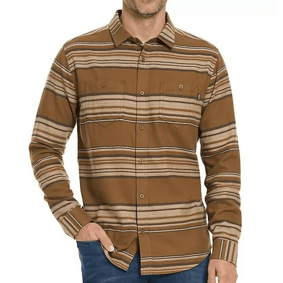 Hurley Men's Brushed Flannel Long Sleeve Button Up Shirt (Bronzed, Small)