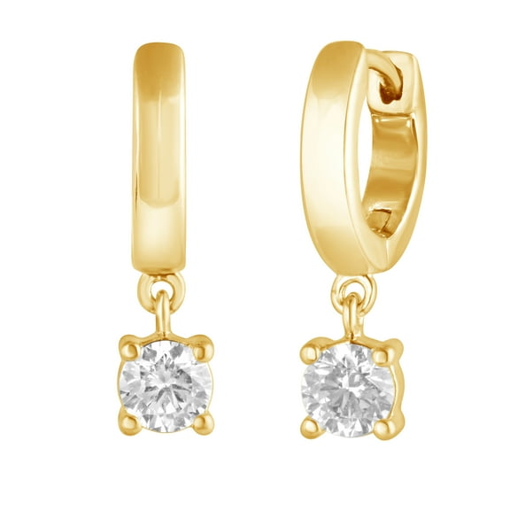 Unique Moments Yellow Gold Plated Sterling Silver 1/2 Ctw. Round Cut Lab Grown Diamond Hoop Earring for Women,