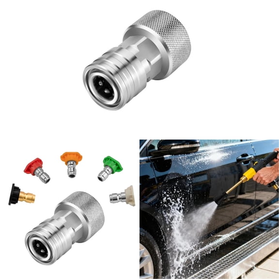 Garden Hose to Pressure Washer Adapter, 3/4” GHT to 1/4”Stainless Steel Quick Connect Fitting for Car Wash, Power Washer Attachment, Water Hose Nozzle Converter,A