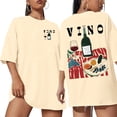 thumbnail image 5 of Aiyino Casual Summer Graphic Tee Women's Retro Wine Bottle Print Crew Neck T-Shirt Spring Summer Vacation Tops,Apricot L, 5 of 9
