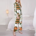 thumbnail image 3 of Lsque Gnome Holding A Pumpkin Pattern Long Sleeve Pajama Set for Women - Soft 2-Piece Sleepwear and Loungewear Set with Pockets, Comfy Nightwear-Small, 3 of 7