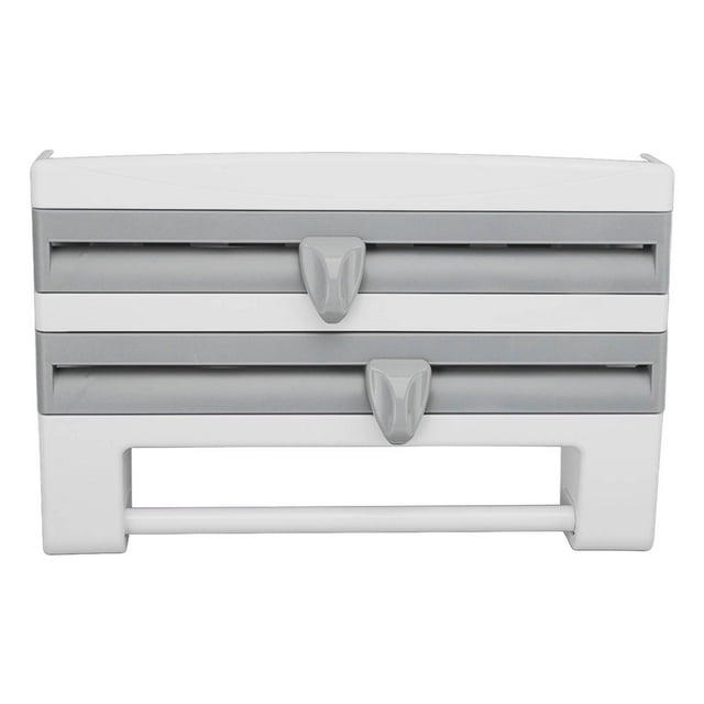 Cling Film Cutter, Cling Film Wrap Dispenser Easy To Install Side Button With Sticker For Home Khaki,Grey Blue,White