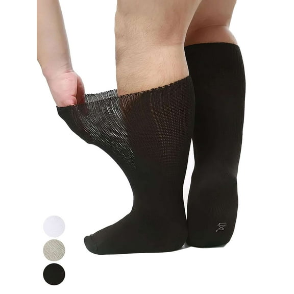 BadPiggies 3 Pairs Unisex Diabetic Socks Breathable Extra Wide Socks for Lymphedema Neuropathy Swollen Feet Leg