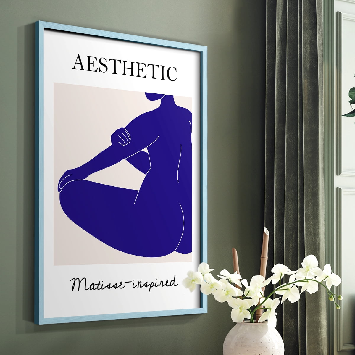 Matisse CXVII Framed Print in Blue Solid Wood 11 x 14 Framed Print