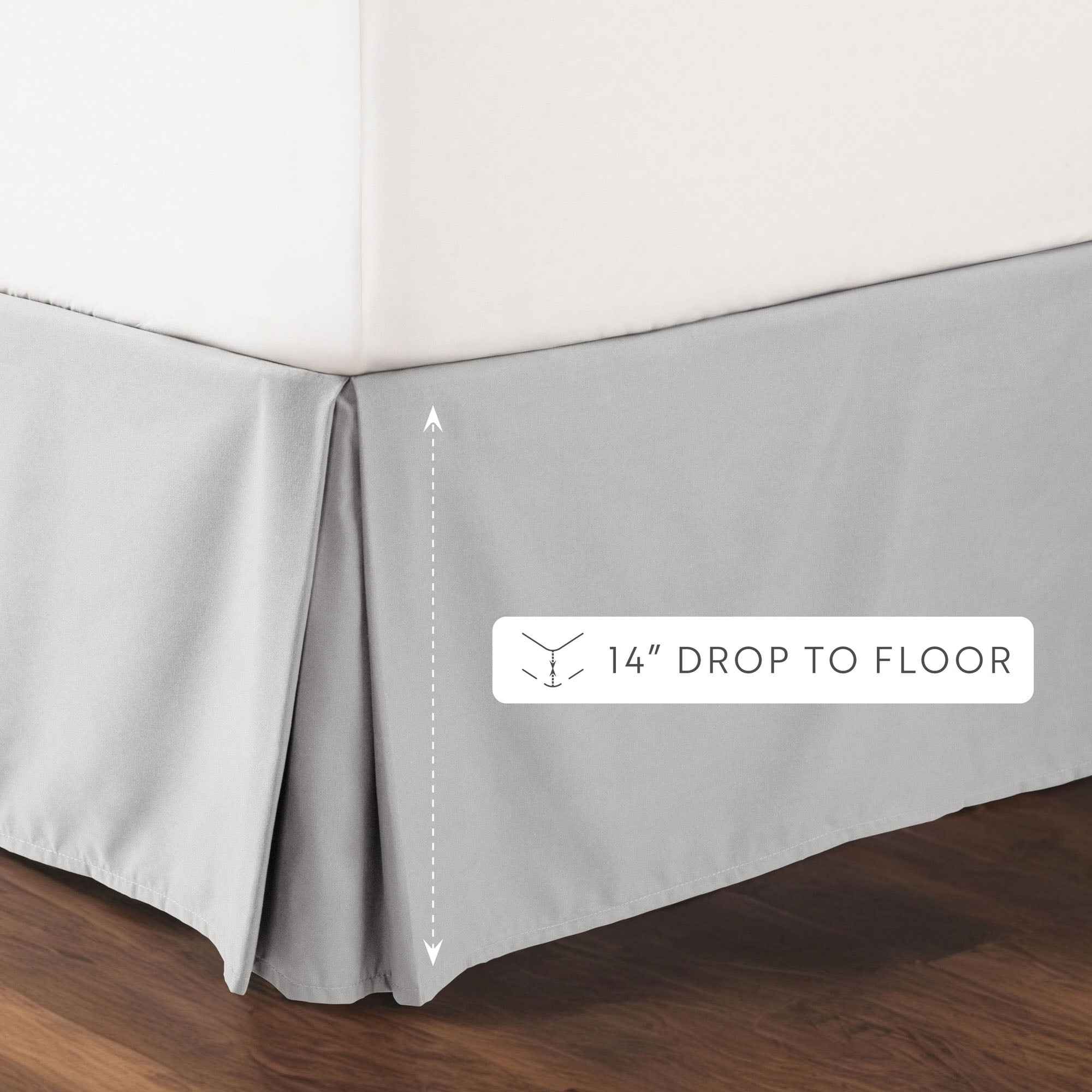 Noble Linens Light Gray Pleated Dust Ruffle Bed Skirt, King
