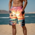 thumbnail image 1 of Men's Board Shorts for Beach Activities 3D Seaside Coconut Tree Sunset Pattern Casual Swim Shorts Surfwear, 1 of 4