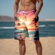 thumbnail image 1 of WILLBEST Pantalones Cortos para Hombre Pantalones de Playa para Hombre Pantalones Cortos Casuales con Estampado 3D de Cocoteros y Puesta de Sol, 1 of 4