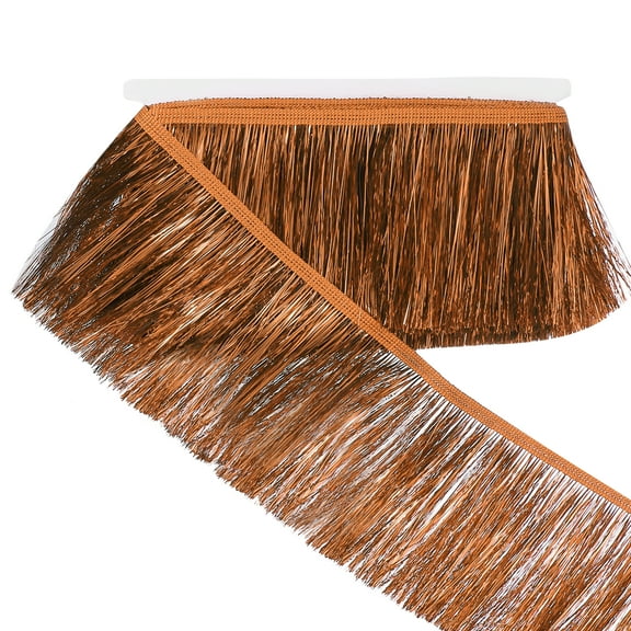 Uxcell 5.5 Yard of 4 Inch Shiny Tinsel Fringe Trim for DIY Latin Dance Costume, Bronze