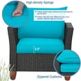 thumbnail image 6 of Gymax 3PCS Patio Rattan Conversation Set Outdoor Furniture Set w/ Turquoise Cushions, 6 of 7