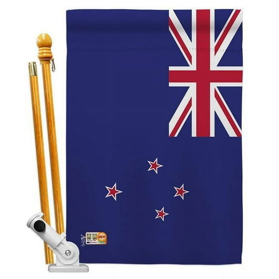 Americana Home & Garden AA-CY-HS-140168-IP-BO-D-US18-AG 28 x 40 in. New Zealand Flags of the World Nationality Impressions Decorative Vertical Double Sided House Flag Set & Pole Bracket Hardware Flag