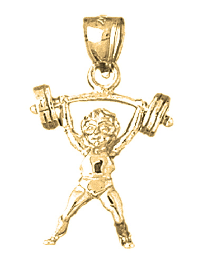 14K Yellow Gold-plated 925 Silver Body Builder Pendant with 16 Necklace Jewels Obsession Body Builder Necklace 