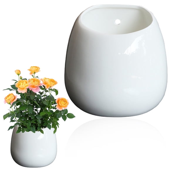 Indoor Wall Planter Ceramic Wall Planter With Hanging Hole Modern Hanging Pot For And Small Plants Indoor Home Decor., White1