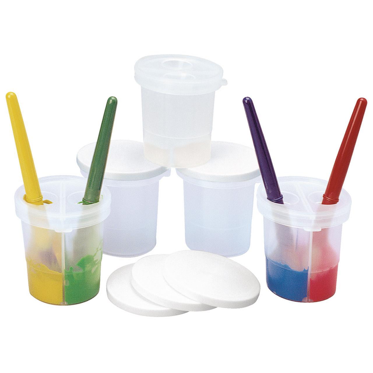 Children’s Art and Crafts Kit 5 Paint Pots and 10 Kids Paint Brushes edukit Spill Proof Paint Cups and Children’s Paint Brush Set