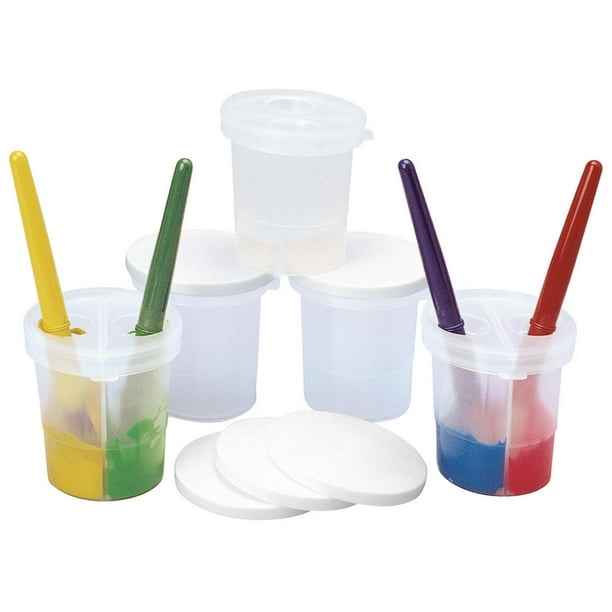 Colorations Spill Proof Paint Cups, Set of 5, 8 ounces, Divided Cups