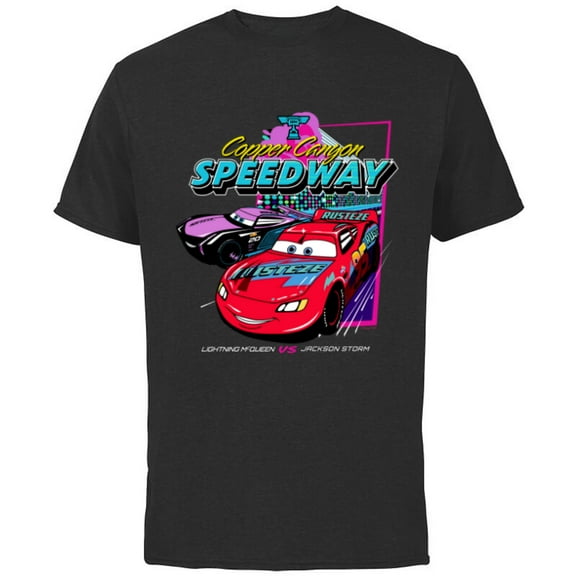 Disney and Pixar’s Cars Copper Canyon Speedway Racing - Short Sleeve Cotton T-Shirt for Adults - Customized-Black