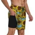 thumbnail image 3 of Balery Sunflowers Mens Swim Trunks Swim Shorts for Men Quick Dry Inseam Beach Shorts with Compression Liner Pocket-Medium, 3 of 9
