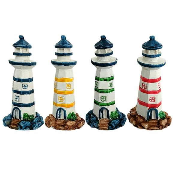 4pcs Lighthouse Decor Nautical Lighthouse Craft Mediterranean Style Lighthouse Decoration