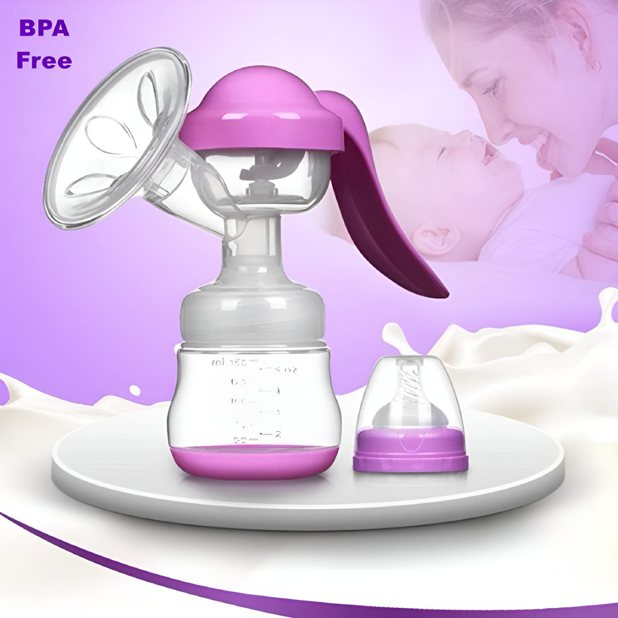 XIRQI Manual Silicone Breast Pump, Portable Hand Pump for Nursing, 5oz Milk Expression