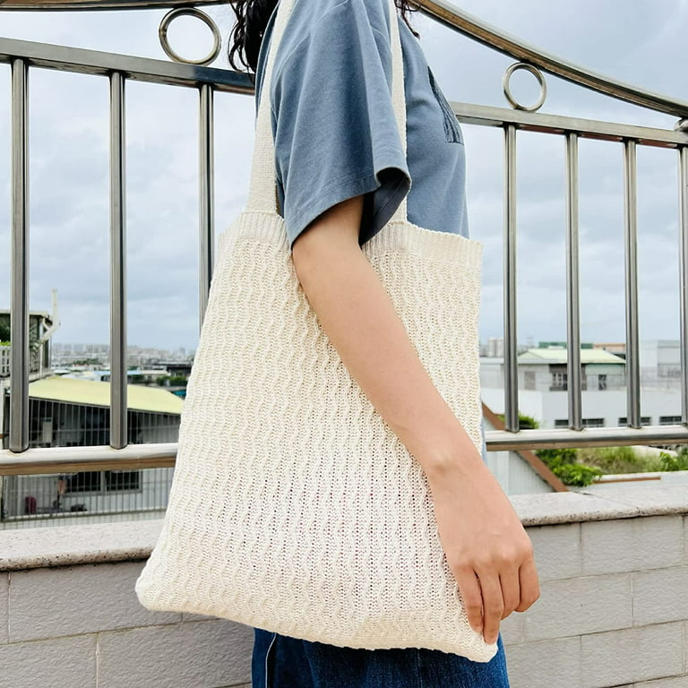 DanceeMangoo Fairycore Crochet Tote Bag Aesthetic Y2K Beach Bag