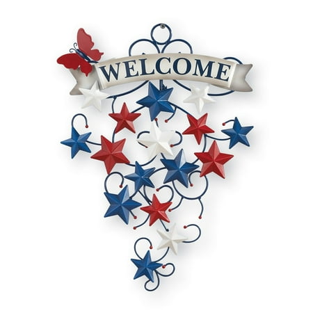 - Patriotic Star Welcome Metal Door Décor Sign