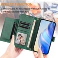 thumbnail image 2 of Case for Oneplus Nord 3 Zipper Wallet Flip Cover with Card Holder, Photo Frame, Kickstand & Lanyard, PU Leather Green, 2 of 5