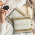 thumbnail image 2 of Ox Bay 20" x 20" Hand-Woven Tan/ White Geometric Resistant Polyester Pillow Cover, 2 of 9