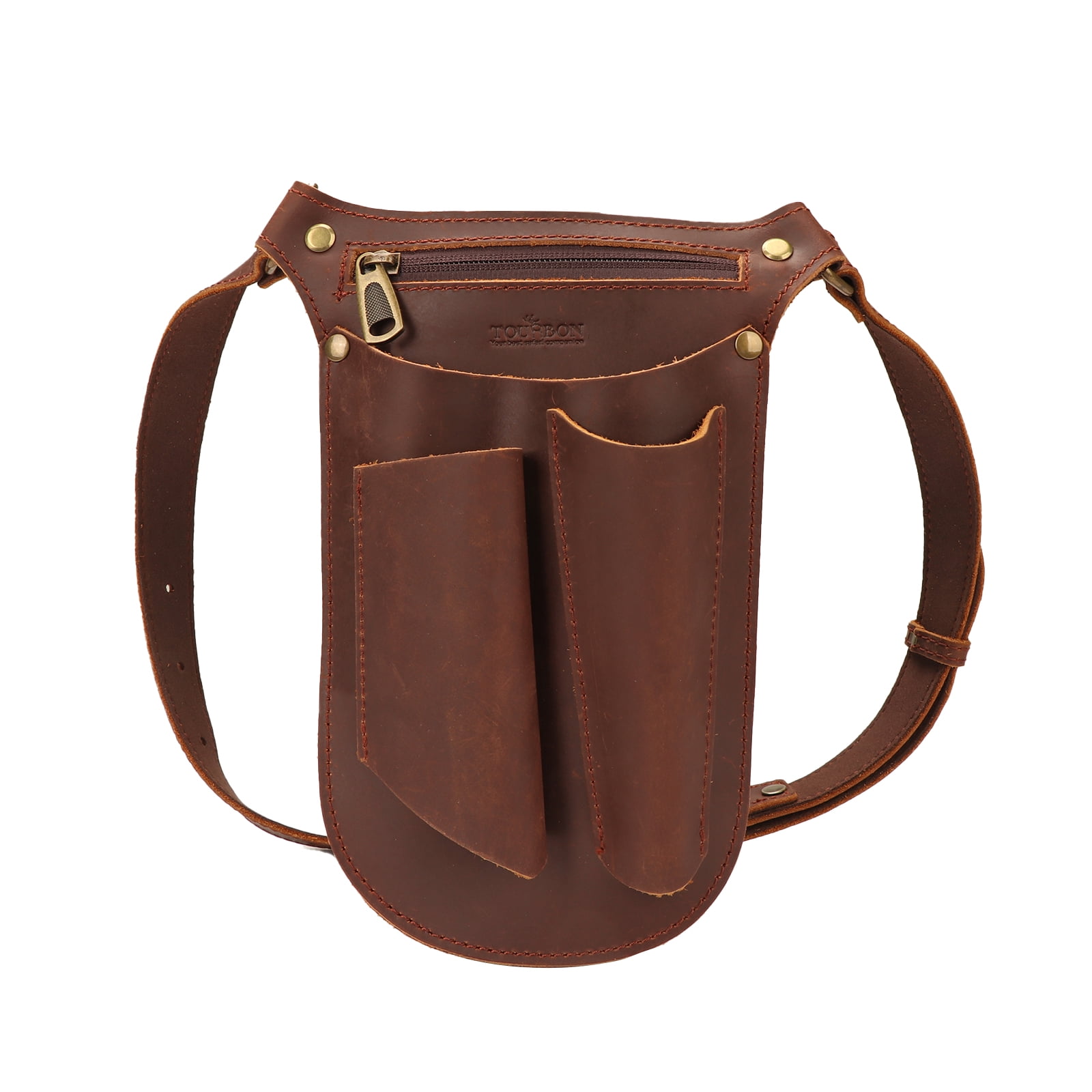 Tourbon Leather Gardener Carry Pouch Florists Tool Belt Bag for Carpenter with 4 Pockets