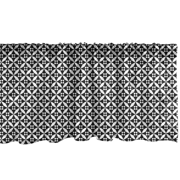 Ambesonne Circles Valance Pack of 2, Checkerboard Texture, 54"X12", Black and White