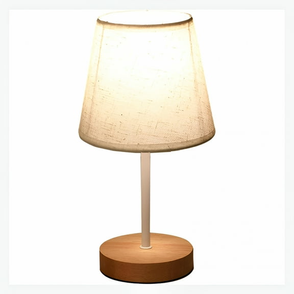 LAMIRO Nordic Decorative Table Lamp, Bedside Fabric Wooden Table Lamp Nightstand Simple Led Desk Lamp for Home Bedroom Living Room Office Study, Gray