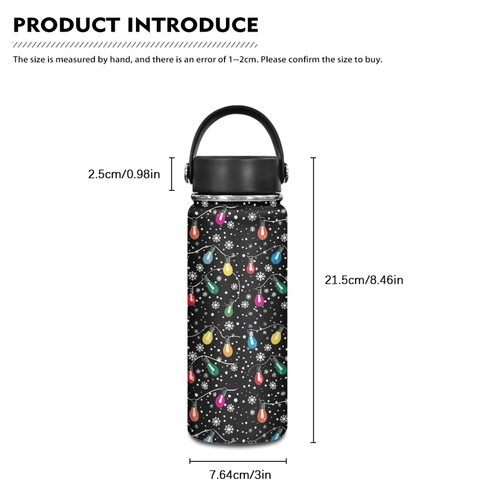 SEANATIVE Christmas Lights Insulated Water Bottle 20oz Stainless Steel Double-Walled Canteen for Cold Drinks and Hot Beverages Vacuum Insulated Reusable Bottle