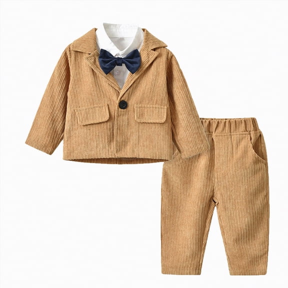 Kids Clothes Boys Autumn Winter Button Down Long Sleeve Elastic Waist 2T 3T 4T 5T Everyday Outfit Set 2PCS