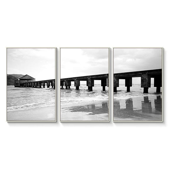 wall26 Floating Framed Canvas Wall Art for Living Room, Bedroom Black and White Landscape Canvas Prints for Home Decoration Ready to Hang - 16"x24"x3 Panels