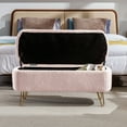 thumbnail image 4 of Dtwnek Faux Fur End of Bed Storage Ottoman Bench with Gold Legs, Pink, 4 of 9