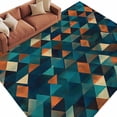 thumbnail image 2 of 5x8 Washable Area Rug, Abstract Check Texture Non-Slip Large Rectangle Rug for Living Room Dining Room, Orange Green Blue Check Indoor Floor Mat for Home Decor, 2 of 9