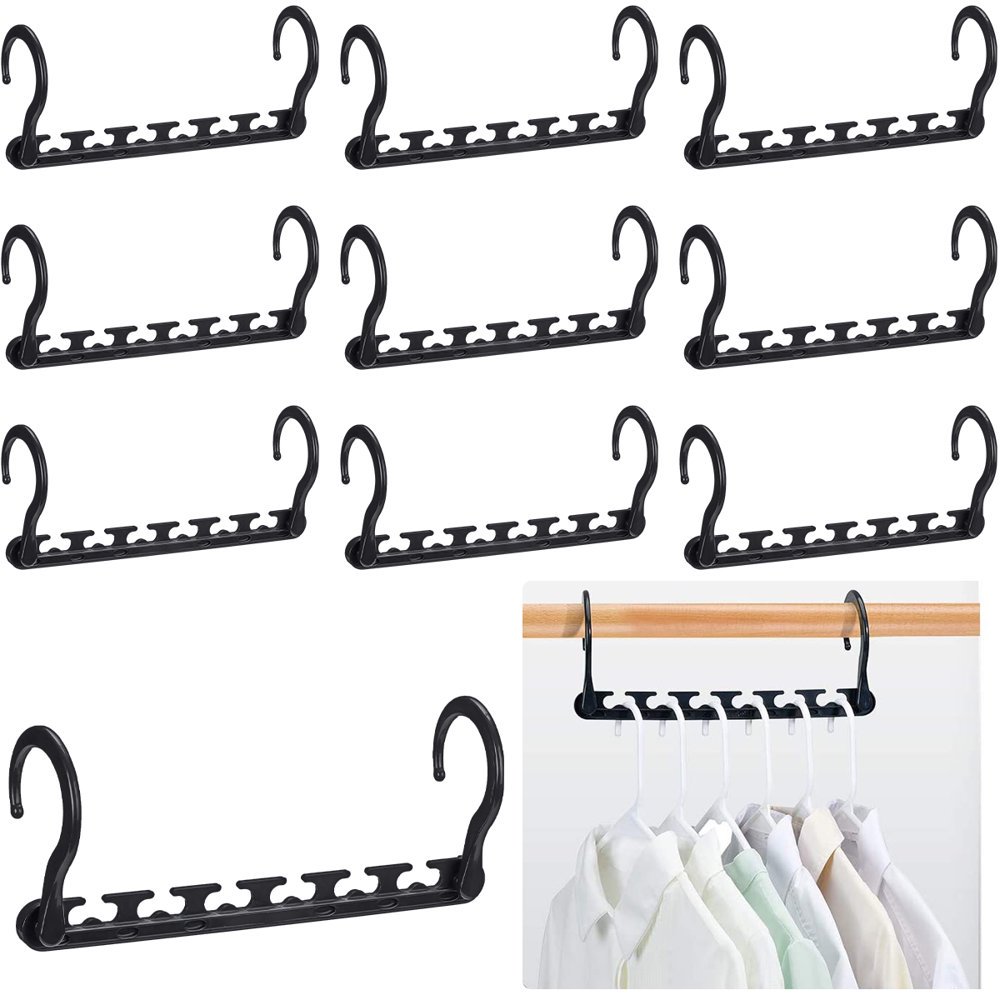 Lot De 8 Cintres Magiques Peu Encombrants En Plastique Robuste Avec 5 Trous Pour Vetements Lourds Noir 92369860